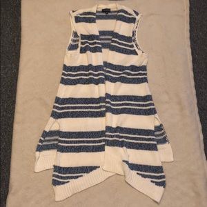 Blue & white striped knit vest